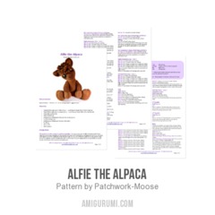 Alfie the Alpaca amigurumi pattern by Patchwork Moose (Kate E Hancock)