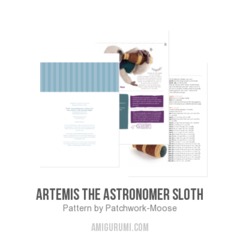 Artemis the astronomer sloth amigurumi pattern by Patchwork Moose (Kate E Hancock)