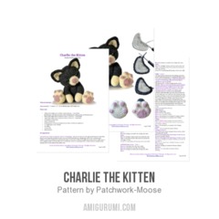 Charlie the kitten amigurumi pattern by Patchwork Moose (Kate E Hancock)