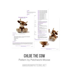 Chloe the Cow amigurumi pattern by Patchwork Moose (Kate E Hancock)