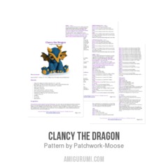 Clancy the dragon amigurumi pattern by Patchwork Moose (Kate E Hancock)