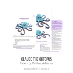 Claude the Octopus amigurumi pattern by Patchwork Moose (Kate E Hancock)