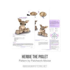 Herbie the Piglet amigurumi pattern by Patchwork Moose (Kate E Hancock)