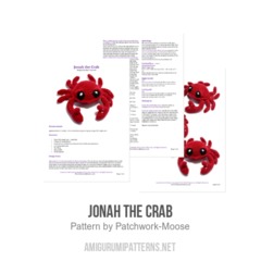 Jonah the Crab amigurumi pattern by Patchwork Moose (Kate E Hancock)