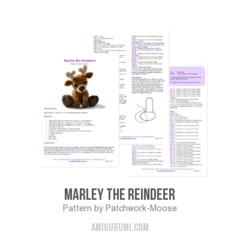 Marley the Reindeer amigurumi pattern by Patchwork Moose (Kate E Hancock)