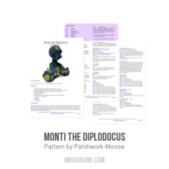 Monti the diplodocus amigurumi pattern by Patchwork Moose (Kate E Hancock)