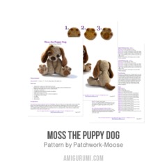 Moss the Puppy dog amigurumi pattern by Patchwork Moose (Kate E Hancock)
