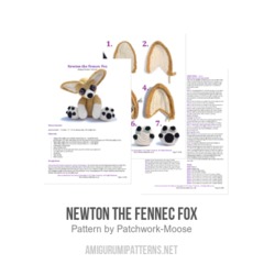Newton the Fennec Fox amigurumi pattern by Patchwork Moose (Kate E Hancock)