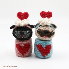 Valentine Pug In A Mug amigurumi pattern by Emi Kanesada (Enna Design)