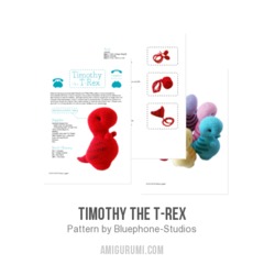 Timothy the T-rex amigurumi pattern by Bluephone Studios