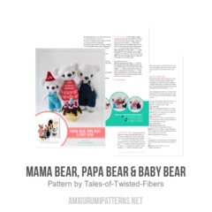 Mama Bear, Papa Bear & Baby Bear amigurumi pattern by Tales of Twisted Fibers