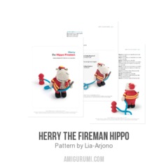 Herry the fireman hippo amigurumi pattern by Lia Arjono