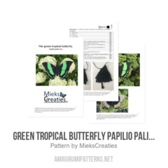 Green tropical butterfly Papilio Palinurus  amigurumi pattern by MieksCreaties