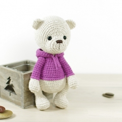 Teddy bear in a hoodie amigurumi pattern by Kristi Tullus