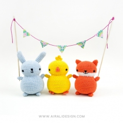 Chubby friends: bunny, chick and fox amigurumi by airali design