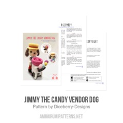 Jimmy the Candy Vendor Dog amigurumi pattern by Diceberry Designs