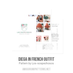 Diega in French outfit amigurumi pattern by Los sospechosos