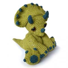 Chester the triceratops amigurumi pattern by Patchwork Moose (Kate E Hancock)