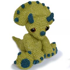 Chester the triceratops amigurumi pattern by Patchwork Moose (Kate E Hancock)