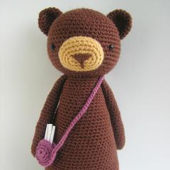 Tall bear with bag amigurumi pattern by Little Bear Crochet
