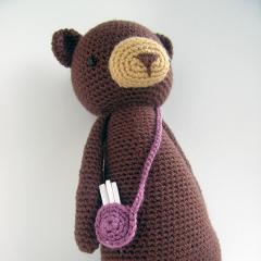 Tall bear with bag amigurumi pattern by Little Bear Crochet