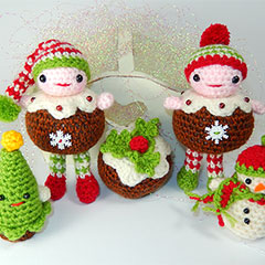 Christmas Pudding People amigurumi by Janine Holmes at Moji-Moji Design