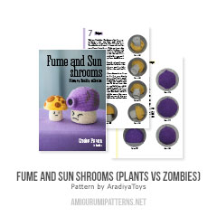 Fume and Sun shrooms (plants vs zombies) amigurumi pattern by AradiyaToys