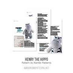 Henry the Hippo amigurumi pattern by Kamlin Patterns