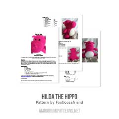 Hilda the hippo amigurumi pattern by Footloosefriend