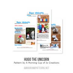 Hugo the Unicorn amigurumi pattern by A Morning Cup of Jo Creations