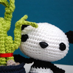 Baby Panda and his Lucky Bamboo amigurumi by A Morning Cup of Jo Creations