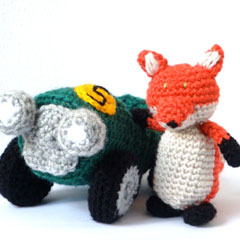 Race Car and Pilot Fox amigurumi by MysteriousCats