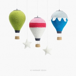 Hot Air Balloons with Basket and Stars