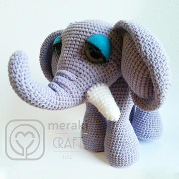 Frieda the elephant amigurumi pattern by Meraki Craft Inc. 