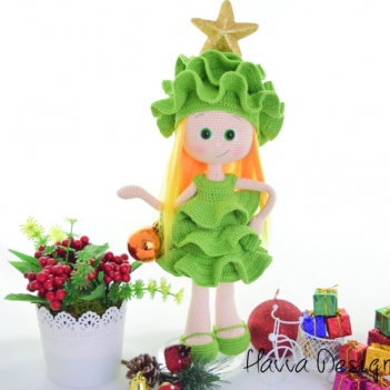 Doll With Pine Tree Costume Christmas Decoration amigurumi pattern by Havva Designs