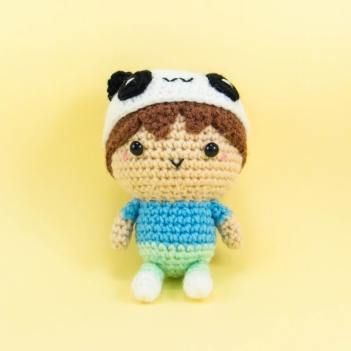Boy Wearing Panda Hat amigurumi pattern by Snacksies Handicraft Corner