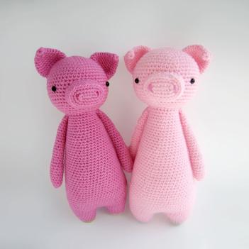 Tall pig with backpack amigurumi pattern by Little Bear Crochet
