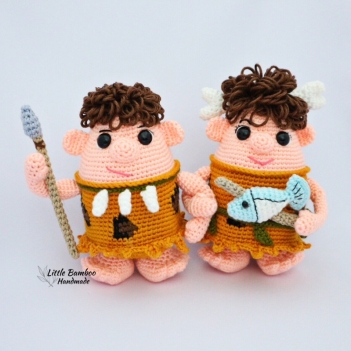 Caveman Dru and Cavegirl Dee amigurumi pattern by Little Bamboo Handmade