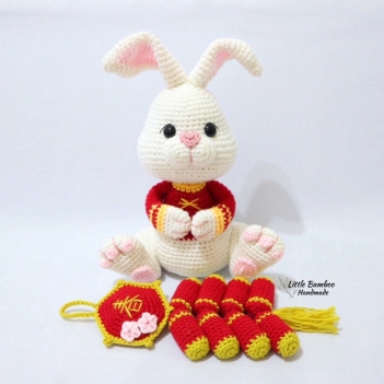 Prosperity Rabbit and Firecracker amigurumi pattern by Little Bamboo Handmade