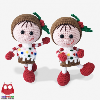 Doll in a Christmas Muffin outfit amigurumi pattern by LittleOwlsHut