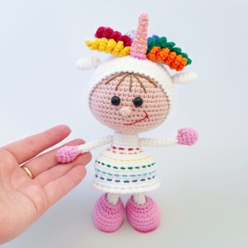 Doll in a Unicorn outfit amigurumi pattern by LittleOwlsHut