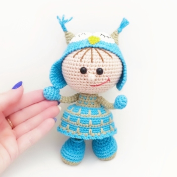 Doll in an owl outfit amigurumi pattern by LittleOwlsHut