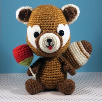 Japanese Red Panda with Yummy Candy Apple! amigurumi pattern by Sugar Pop Crochet