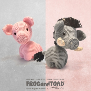 Albert Pig & Romuald Wild Boar amigurumi pattern by FROGandTOAD Creations