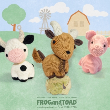 Farm Ranch - Cow Goat Pig & Flowers amigurumi pattern by FROGandTOAD Creations