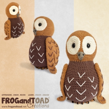 Tawny Barn Owl - Bird amigurumi pattern by FROGandTOAD Creations