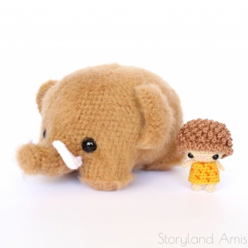 Cuddle-Sized Woolly Mammoth and Caveboy amigurumi pattern