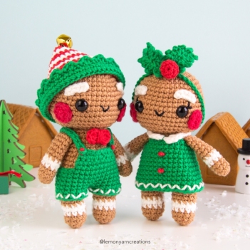 Gingerbread Helpers amigurumi pattern by Lemon Yarn Creations