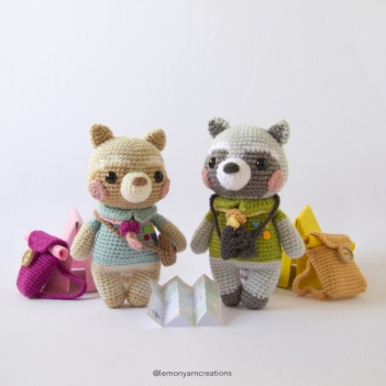 River and Rocco the Scout Raccoons amigurumi pattern by Lemon Yarn Creations