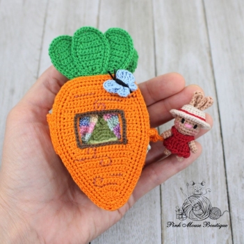 Betsy Bunny and Her Carrot House amigurumi pattern by Pink Mouse Boutique